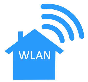 Haus mit Schrift WLAN und Strahlensymbol