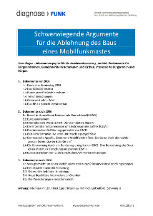 Titel Schwerwiegende Argumente für die Ablehung des Baus eines Mobilfunkmastes